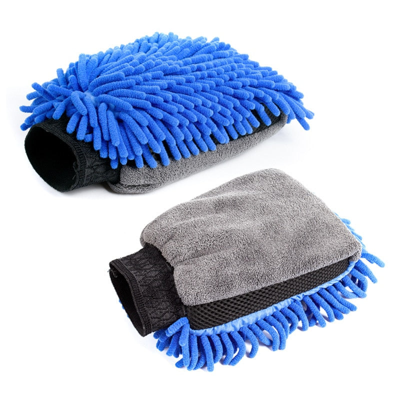Double-Faced Car Wash Microfibre Mitt in blue - Auto Prime Worx essential car detailing accessories