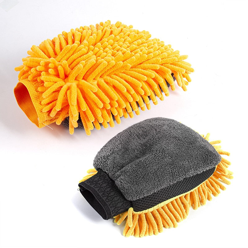 Double-Faced Car Wash Microfibre Mitt in orange - Auto Prime Worx essential car detailing accessories