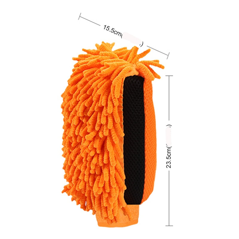 Double-Faced Car Wash Microfibre Mitt - orange measurements - Auto Prime Worx essential car detailing accessories